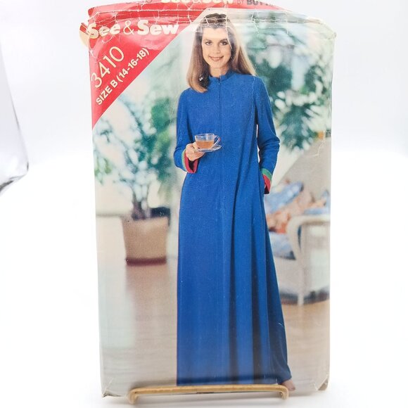 Vintage Sewing PATTERN See and Sew 3410, Butterick 1980s Misses Robe, Size B 14 - Picture 1 of 2